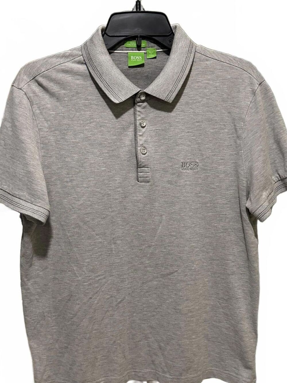 Boss Hugo Boss Men's Green Tag Heather Gray Polo Shirt Short Sleeve - L
